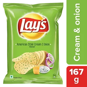 Lay's American Style Cream & Onion Potato Chips, 167 g Pouch