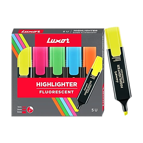 Luxor Highlighters Pens - Multicolour, 5 pcs